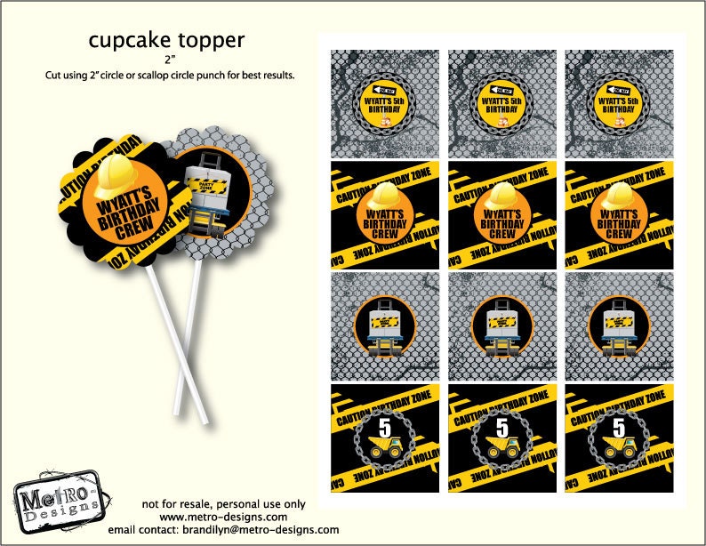 Construction - Cupcake Toppers, Favor Tags Il_570xn