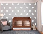 SALE 30% OFF - 5" Polka Dot Vinyl Wall Decals - Kit Of 40 White Dots, Kids, Nursery Room, Home And Office Decoration- ID662