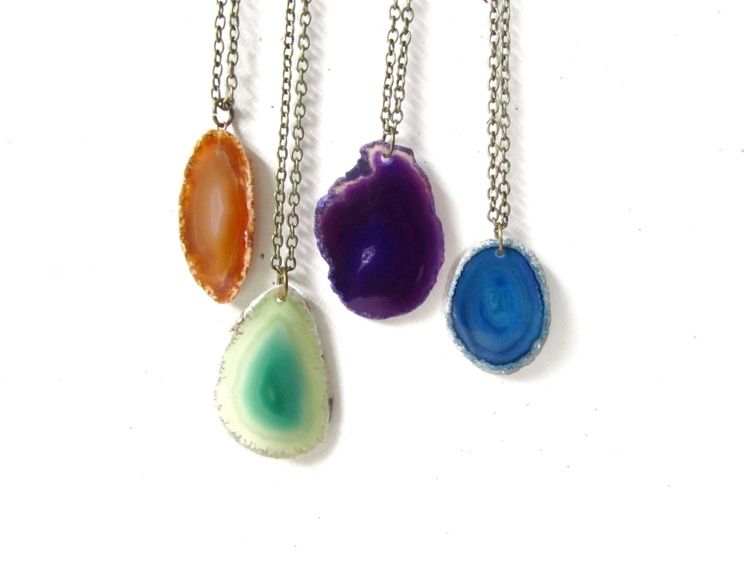 Agate Necklace, Stone Necklace, Geode, Pick Your Favorite Color
