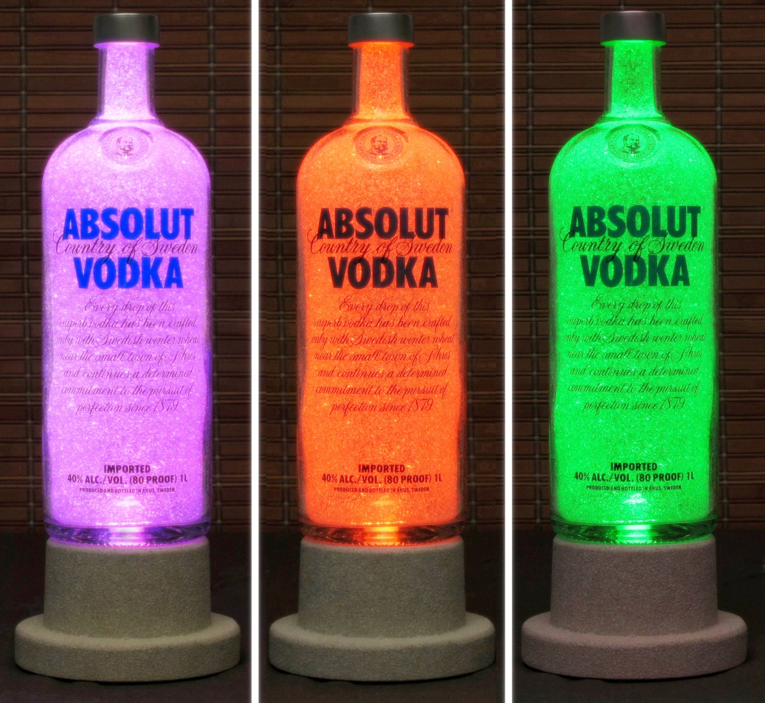 Absolut Vodka Color Changing LED Remote Controlled Eco Friendly rgb LED Bottle Lamp/Bar Light / Intense Sparkle-Bodacious Bottles-