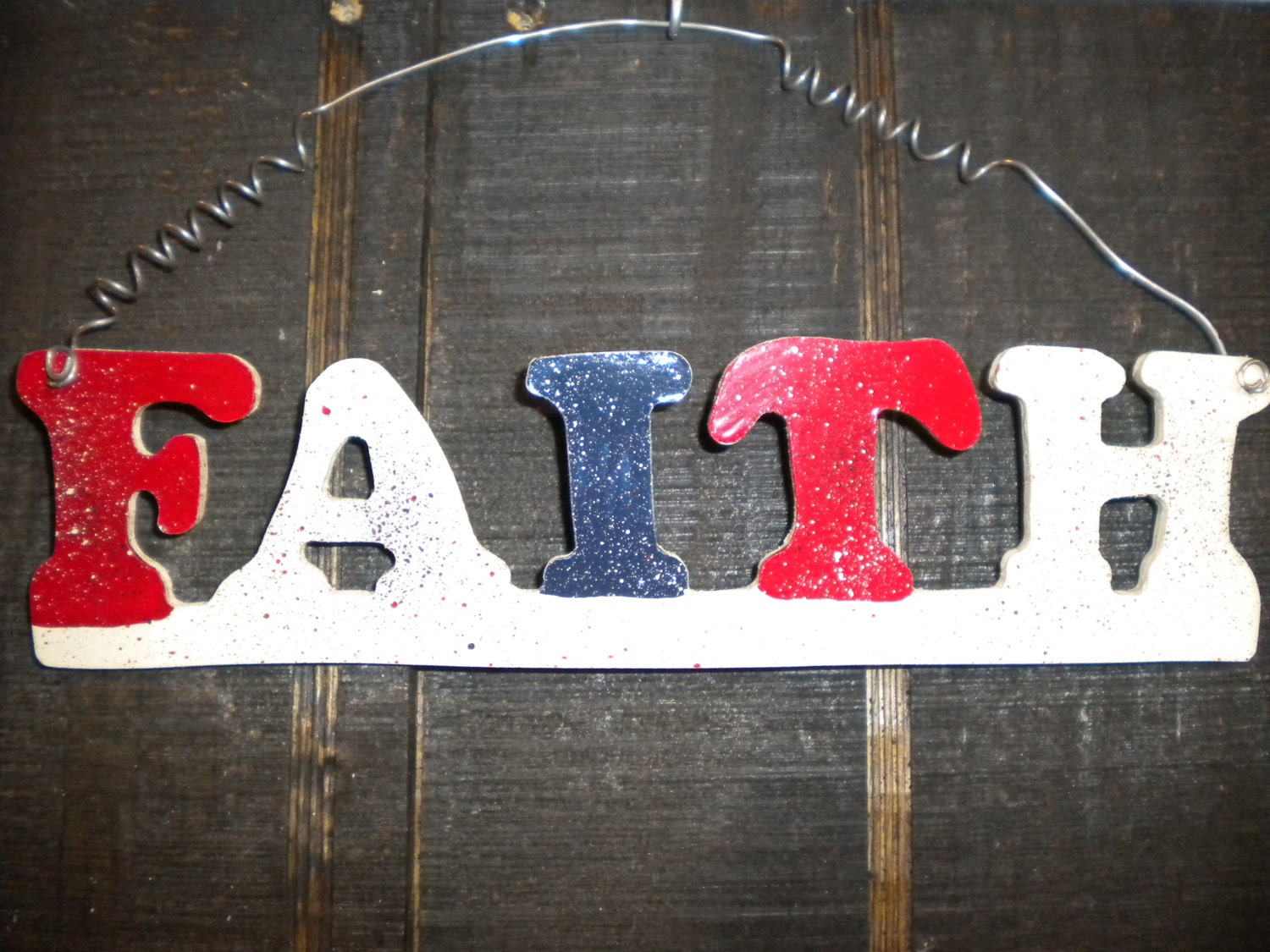 Patriotic Americana Red, White, & Blue "Faith" Hanger