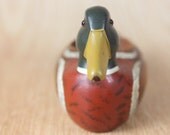Vintage wooden carved duck decoy planter by Davidson Uphoff Inc.
