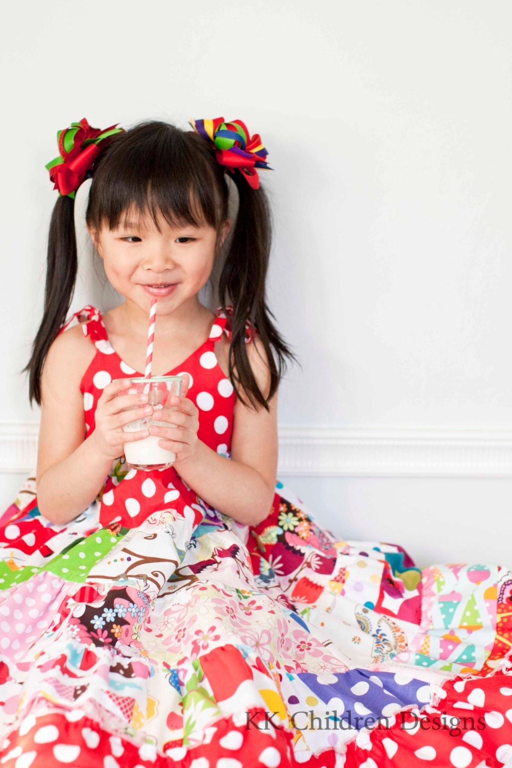 Girls Patchwork Twirl Dress - Rainbow Patchwork Dress - Rainbow Sundress - Custom Design - Twirl Dress - Sundress -  3T to 6T