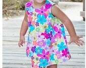 Clara Flowers Baby Toddler Dress - Gift for the New Baby  - Beach Wear - Floral Dress - Handmade by KK Children Designs - 3M to 4T