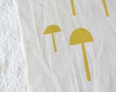 small forest in mustard yellow on natural linen cotton handprinted fabric panel