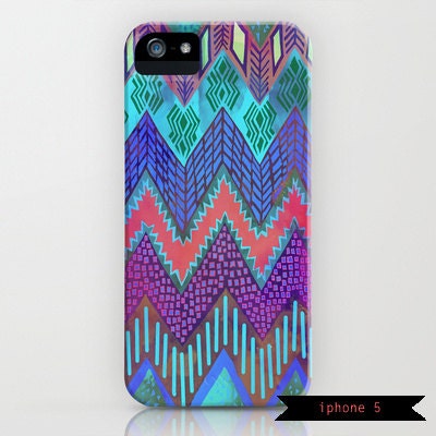 Tribal Chevron - Aqua iphone Case (3, 4, or 5)