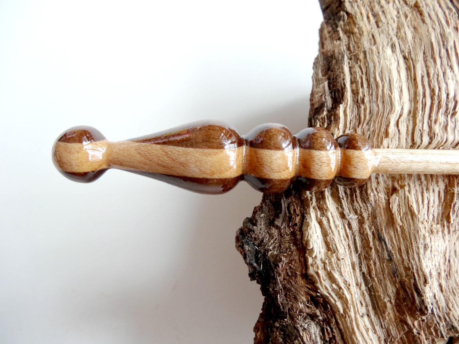 Hand-crafted Inlaid Wood Shawl Pin. Scarf Pin for Knit and Crochet Accessories.