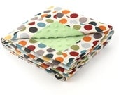 Stroller Blanket - Bright Dots and Green Minky