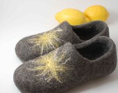 Felted wool clogs Sun in Gray - organic wool felt slippers