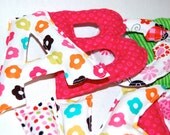 Girl Fabric Alphabet Ladybug Plush Toy Set w/ Storage Bucket