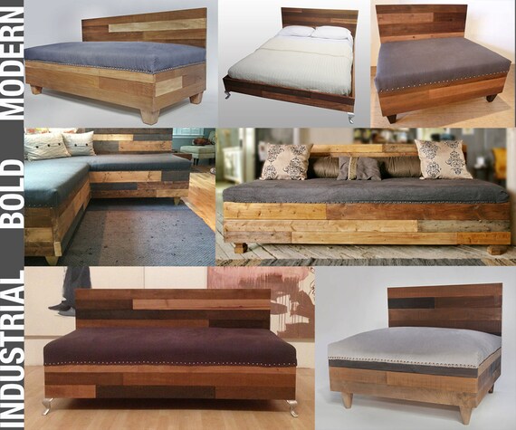 Reclaimed barnwood industrial bedframe