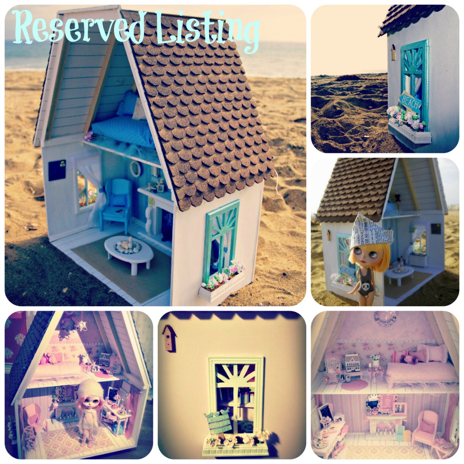 RESERVED Listing for Rachel. Custom Commissioned Cottage Dollhouse, NOT A KIT for Neo Blythe