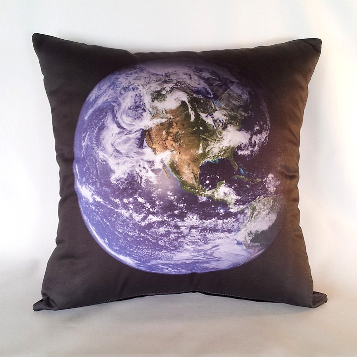 Planet Earth 16 x 16 Pillow Cover - NASA Space Shuttle Photo on Fabric