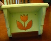 Shelf, Upcycled, Mint Green, Blue Accents, Distressed, Shabby, Cottage, Country, Tulip Cut Out, Wood, Wall Decor