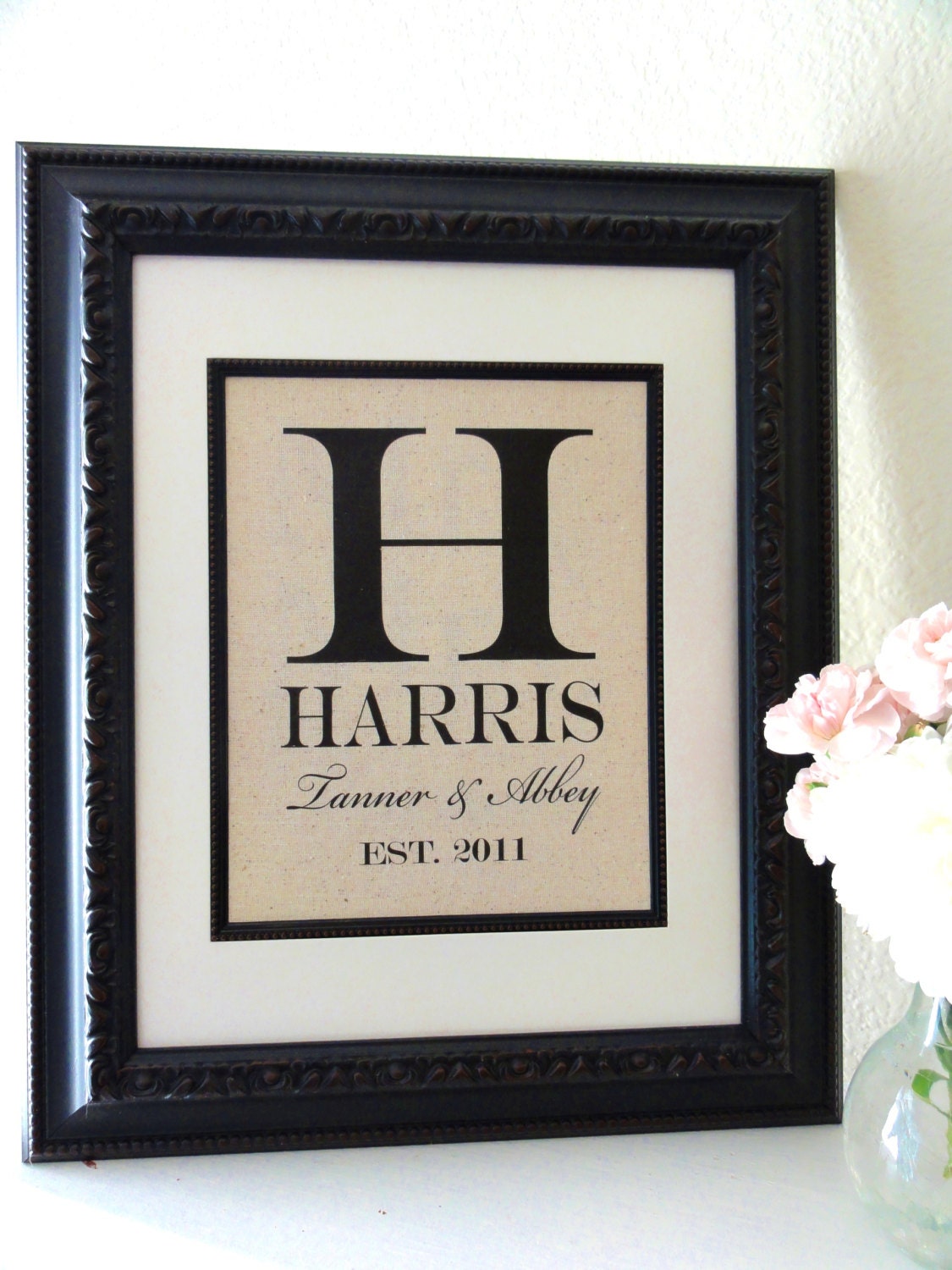 New- Cotton Anniversary Gift, Name and Est. Date, Gift for Anniversaries, Weddings, Engagements, Showers, Announcement