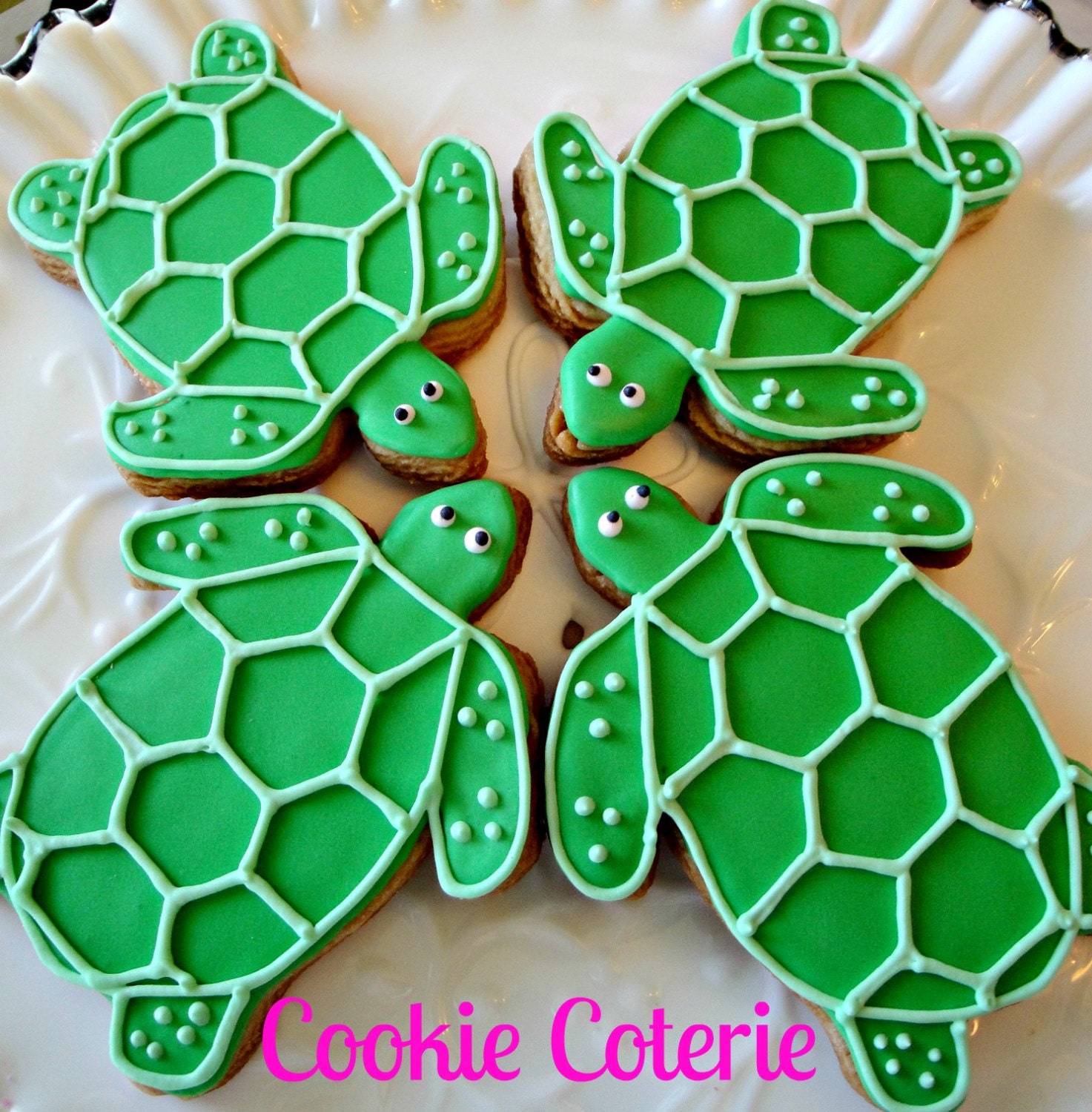 Sea Turtle Decorated Cookies Birthday Party Baby Shower Cookie Favors One Dozen
