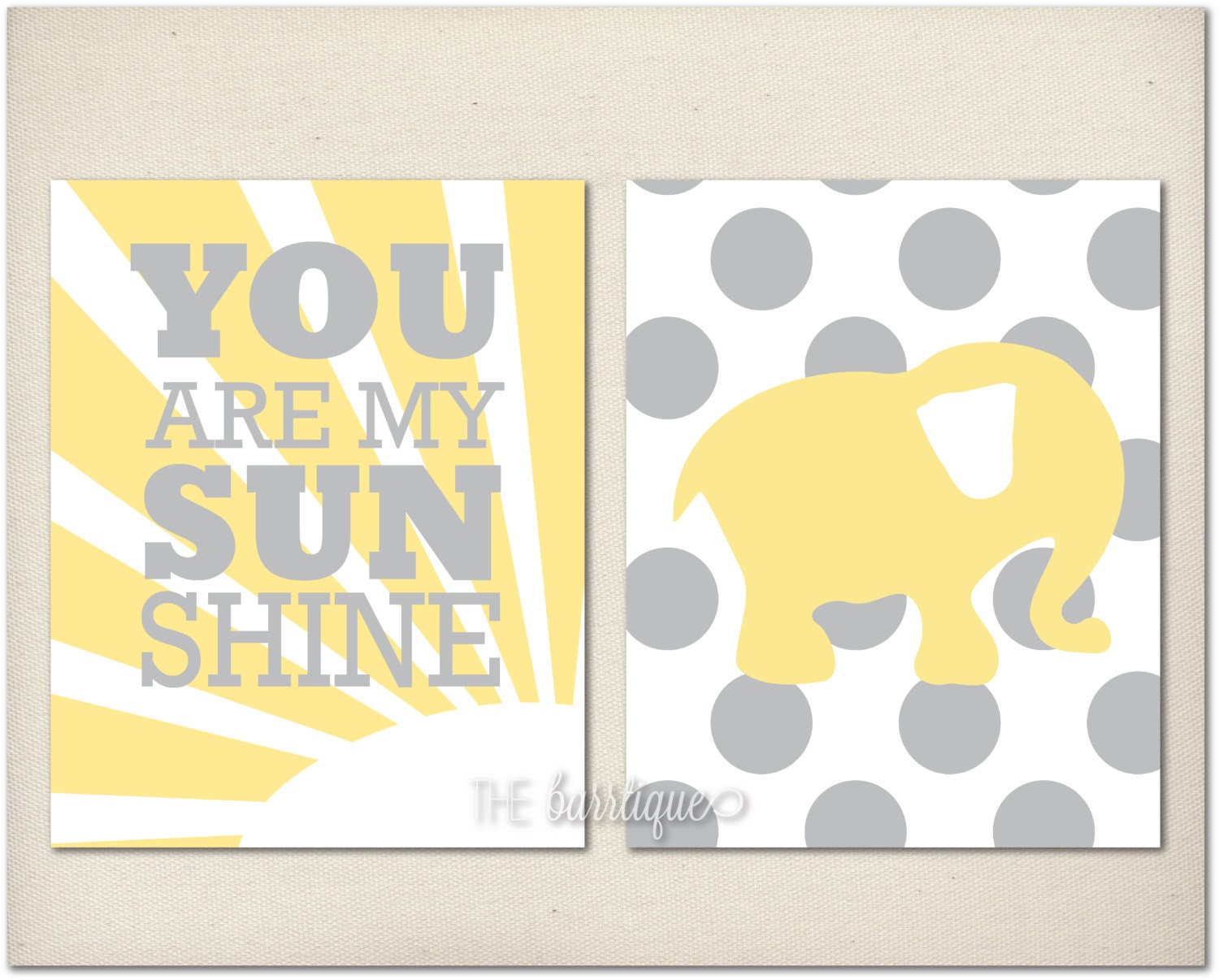 Custom Nursery Digital Prints (2) Elephant // You Are My Sunshine - Combo - Baby Shower Gift