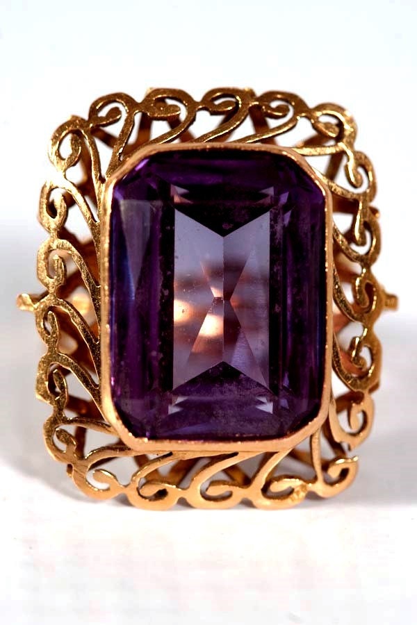 Fine Jewelry Ladies Cocktail Ring Colorchange Alexandrite 18k Gold Showstopper