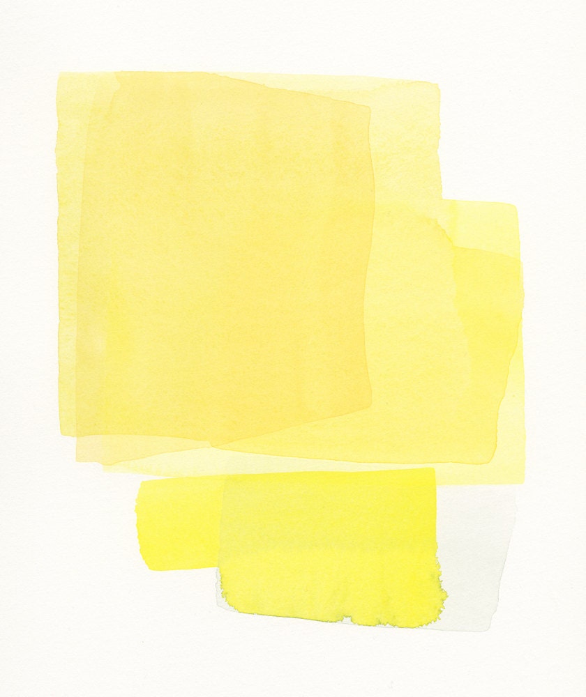 large original watercolor painting, yellow construction