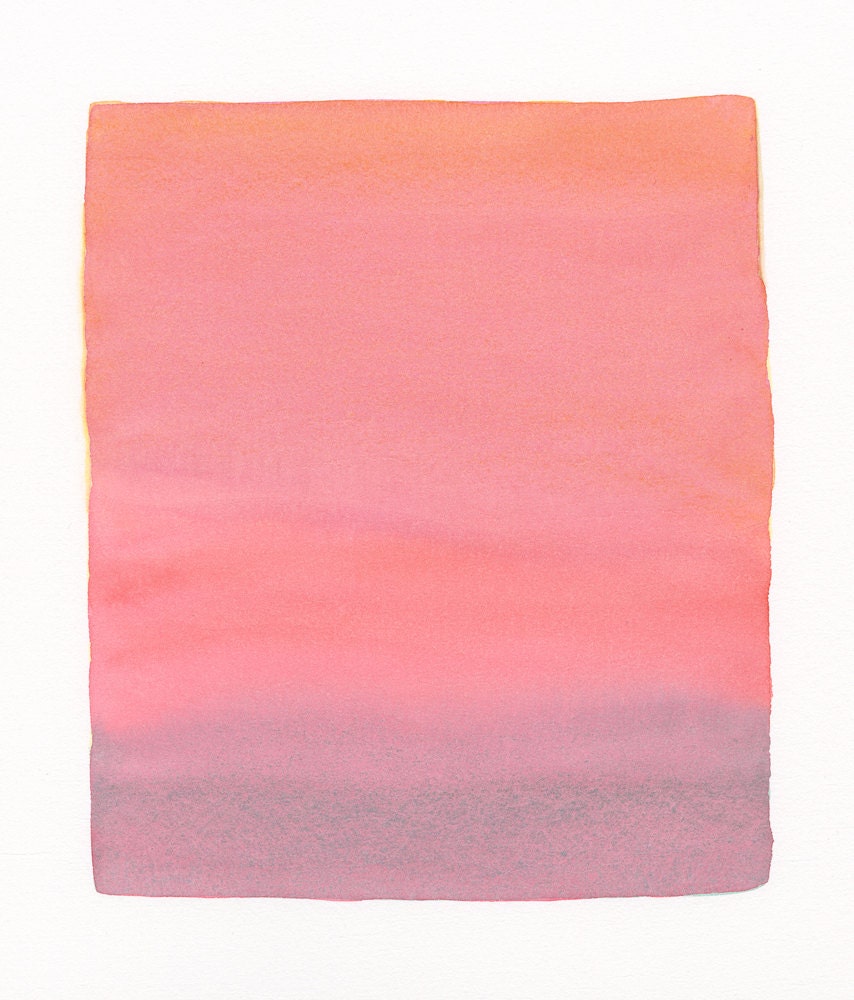 large original watercolor painting, sunset reds (1)