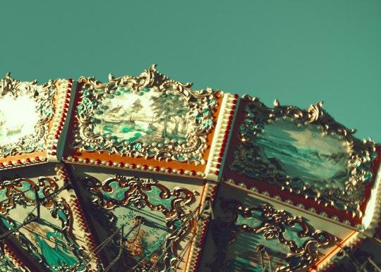 Carousel photography, carnival Photography, ferris wheel photography, Nursery art, Nursery Decor, nursery prints, turquoise, print