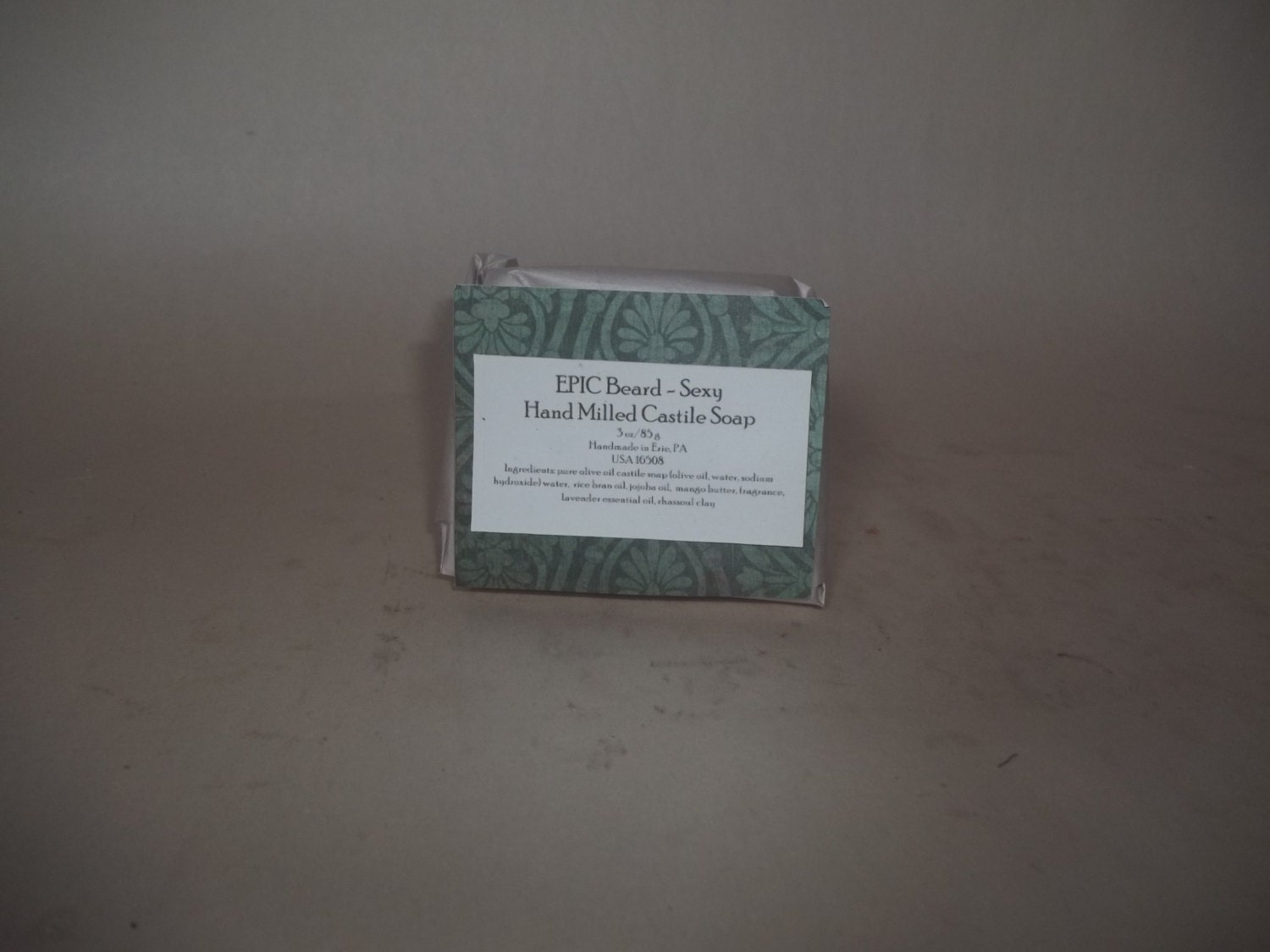 EPIC BEARD-Sexy, Men's shave, body, and shampoo bar-Hand Milled Castile Soap, with Lavender Essential Oil and Rhassoul Clay-SAMPLE