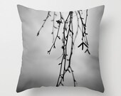 Decorative Pillow - Nature Throw Pillow - Monochrome Grey and Black Abstract Home Decor 16x16, 18x18, 20x20