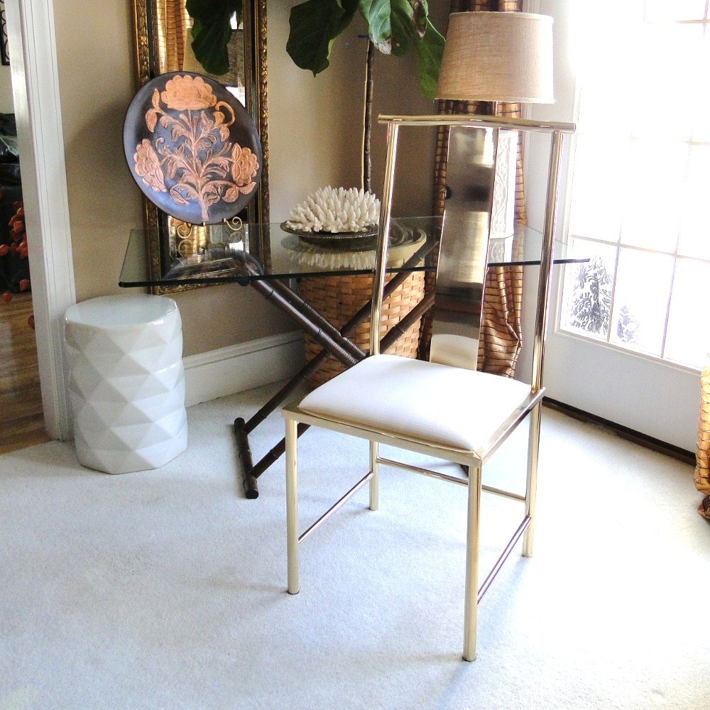 Vintage Chair Gleaming Golden Brass Hollywood by BelatedDesigns
