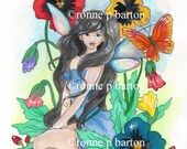 Sale new art Pansy fairy faerie fae cartoon original 9x12 painting ronne barton