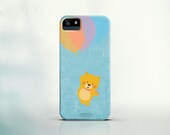 iPhone 5 Case, iPhone 4 Case, Galaxy S3 Case - A lovely kitten flying high with colored balloons