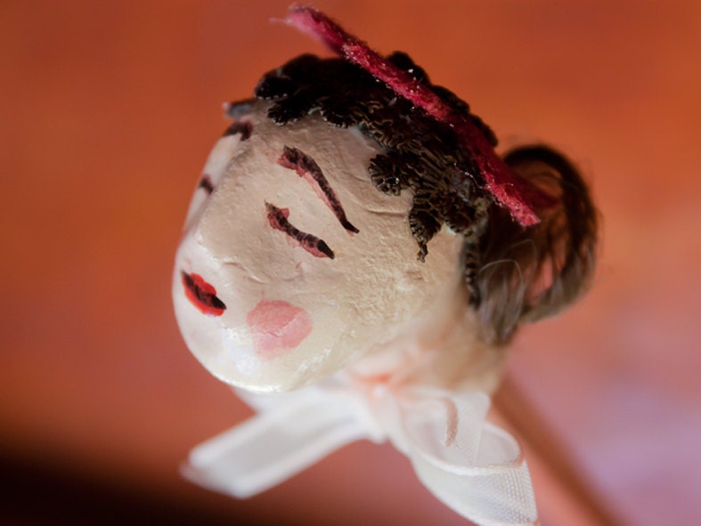 Doll pencil cap, Clay figurine decor, Handmade, OOAK Sculpture, Unusual art, Funny gift for children, kids, all, him, her, Pencil Topper