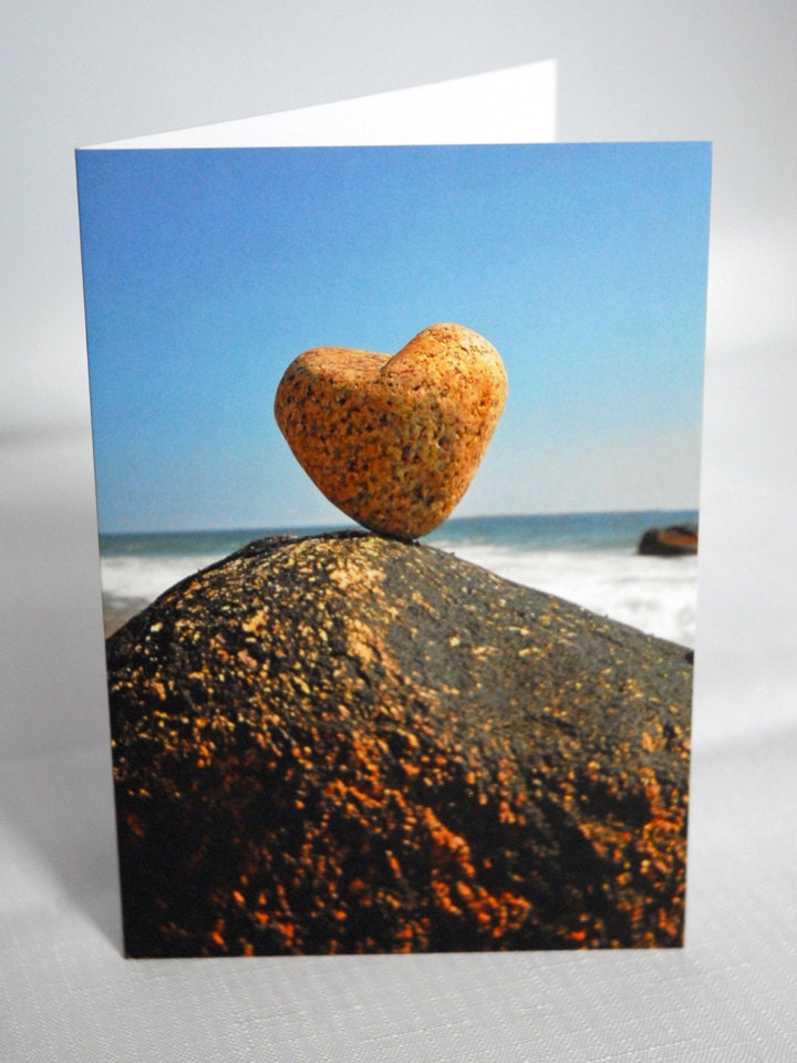 Love Rocks// Heart Shaped Rock Note Card // I Love You Card // Love Letter// Engagement Wedding Anniversary Card (vertical)