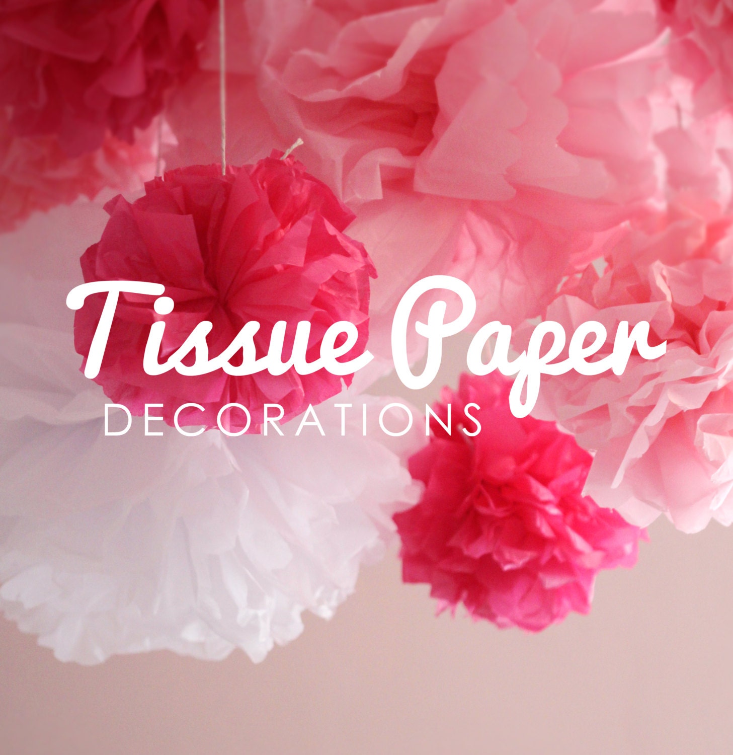 6 Tissue paper decorations (pom poms)