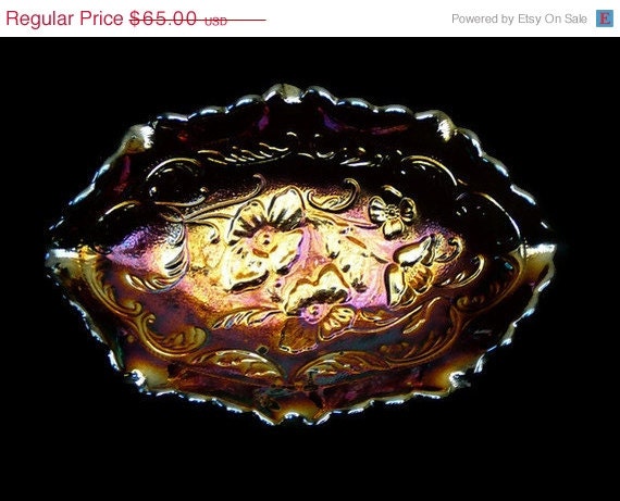 50% OFF Vintage Fenton Iridescent Carnival Glass Candy Dish