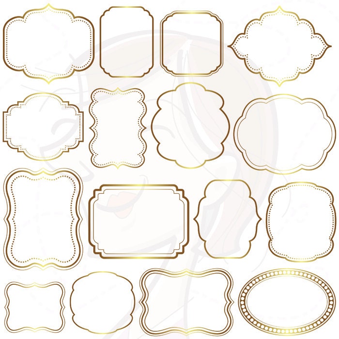 Digital Frames Borders Clipart Frames Gold Label Tag Clip Art Scrapbook Digital Download Commercial Use Personal Use Embellishment 10206