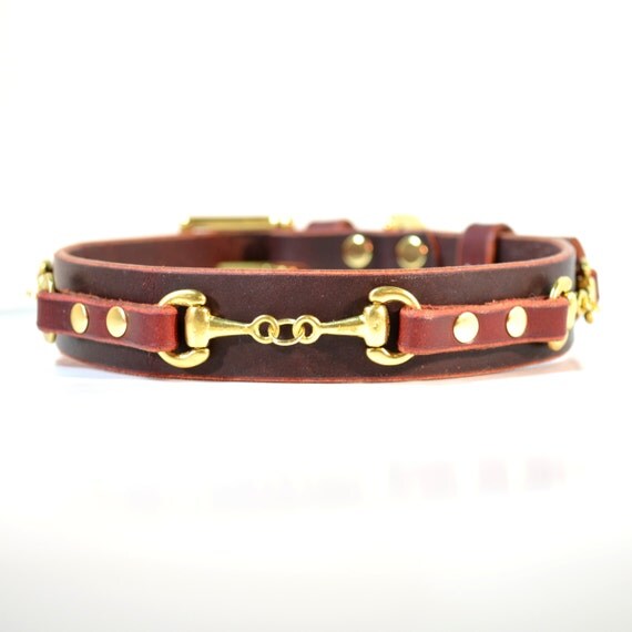 Items similar to Handmade Leather Dog Collar CAVALIER 1 Inch Width with