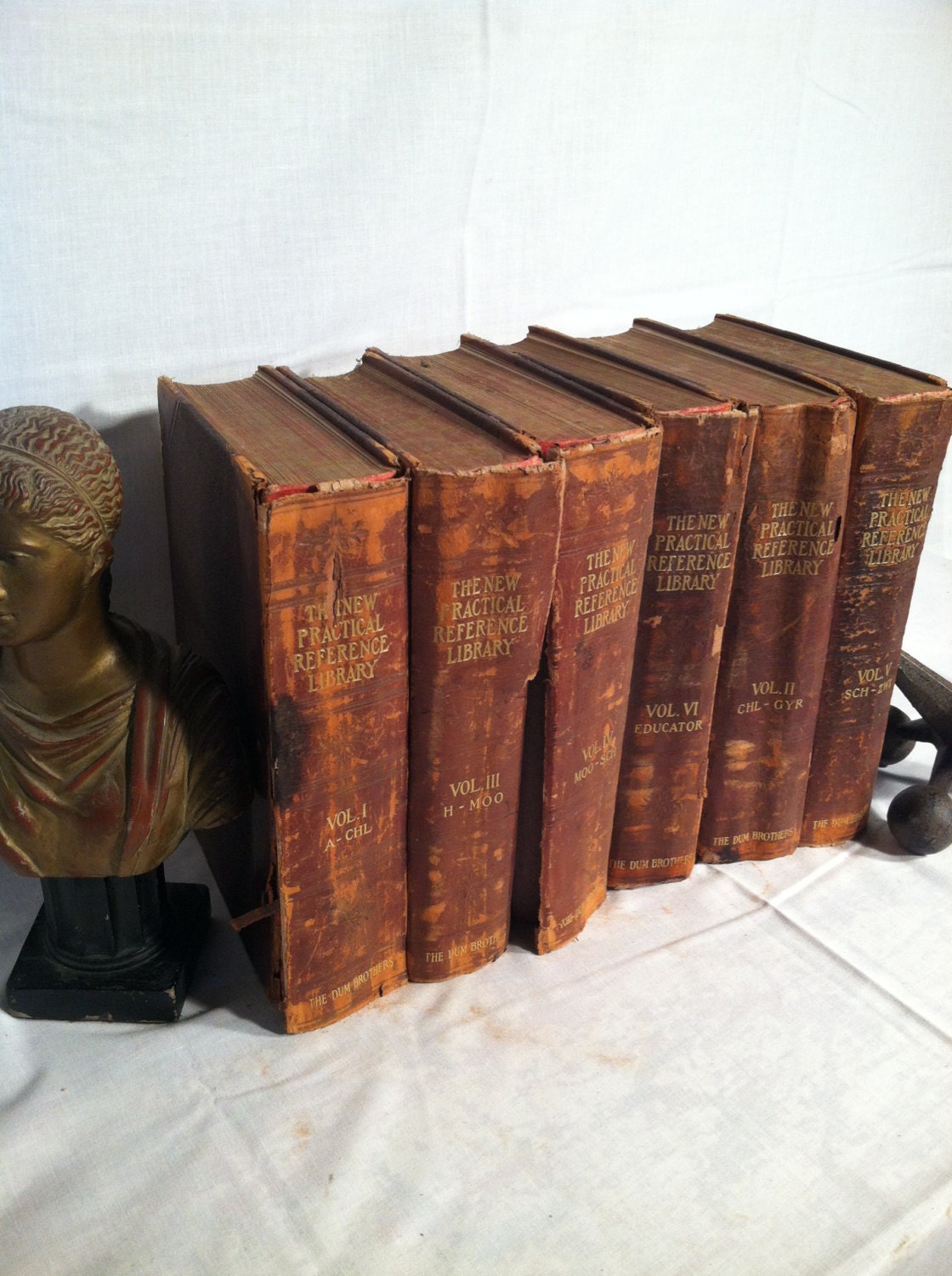 Vintage/Antique Book Bundle Shades of Brown - The New Practical Reference Library