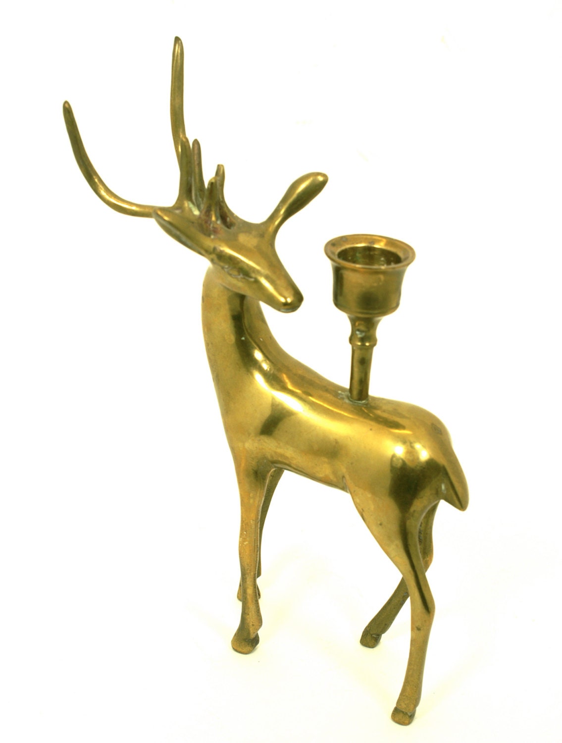 Vintage Brass Deer Candle Holder