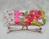 GC13-005  Eyeglasses Case - Pink Flowers and Polka Dots - MEDIUM