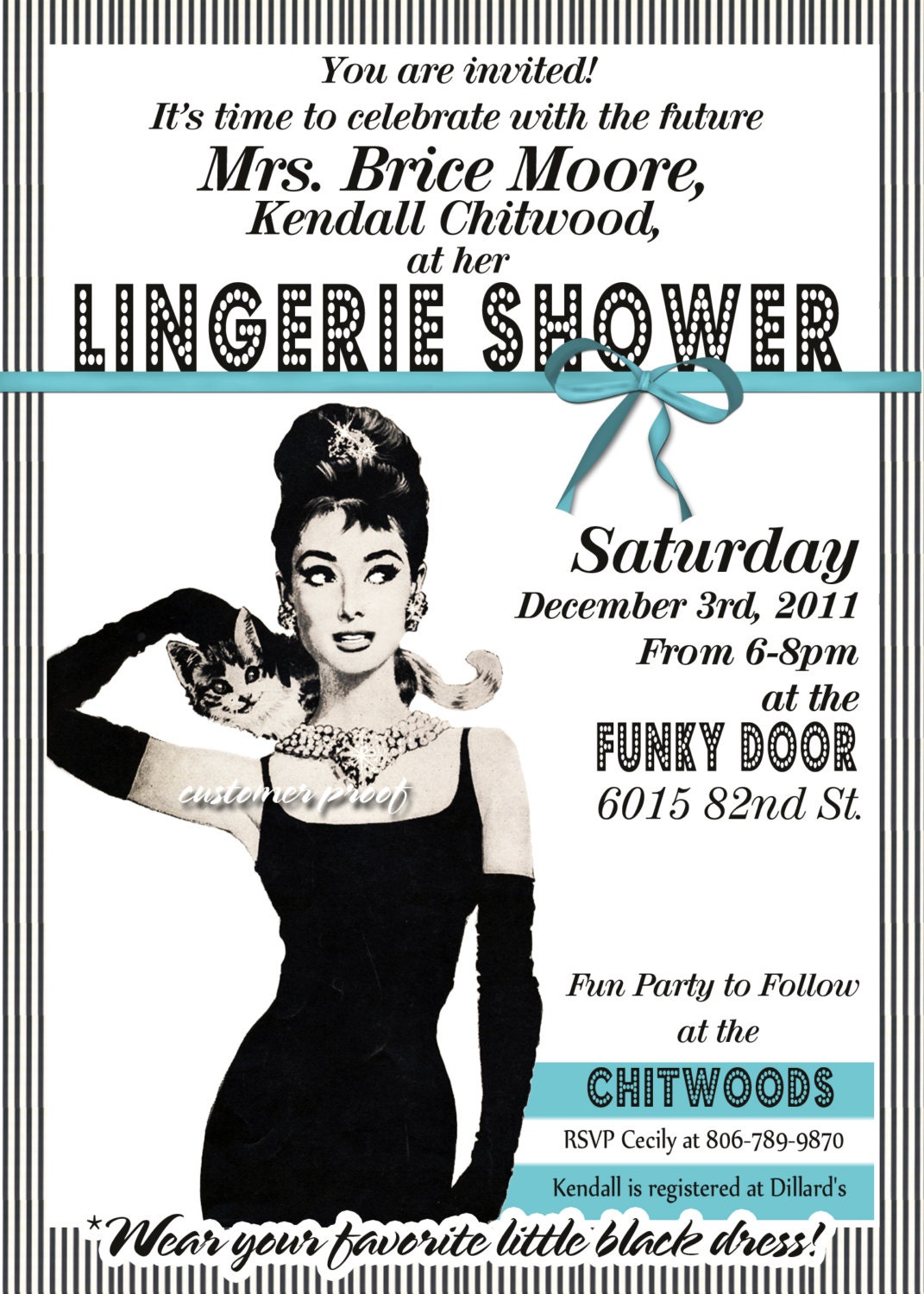 breakfast at tiffany's invitation invite diy print file PRINTED optional hens night shower bachelorette party birthday