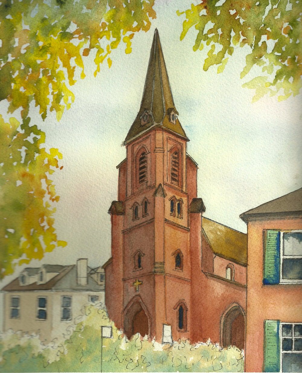 Wedding Venue Painting, Custom watercolor portrait of wedding location