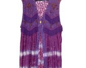 Original SOPHIA New York Vintage Boho 70's Hippie Shawl, silk Netted Jacket, Cardigan Tie dye. Studs.