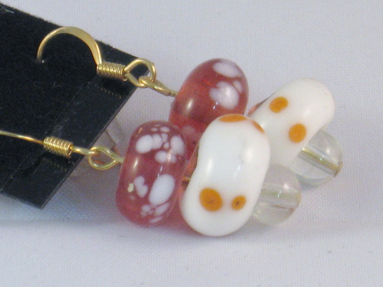 Earrings in Orange and White