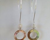 RESERVED: Mother of Pearl and Puka Shell marquise earrings