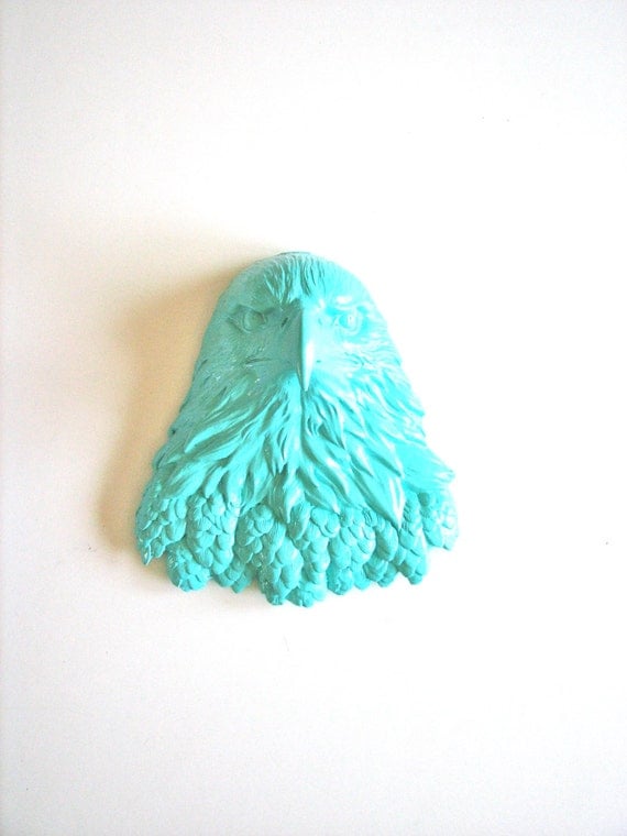 Faux Taxidermy Small Eagle Wall Hanging-Small: Ernest the Eagle in aqua