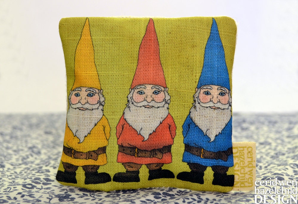 Gnomes Illustration Linen Lavender Bag