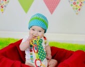 GET THE SET Summer Polka Dot Baby Boy Tie Onesie with Suspenders and Crocheted Hat - Summer, Spring, Photo Prop
