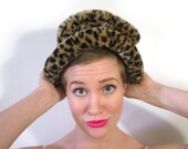 SALE// Leopard Faux Fur Hat 1990s