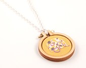 Caravan embroidered necklace - mustard and purple - mini embroidery hoop - made with love by dandelyne