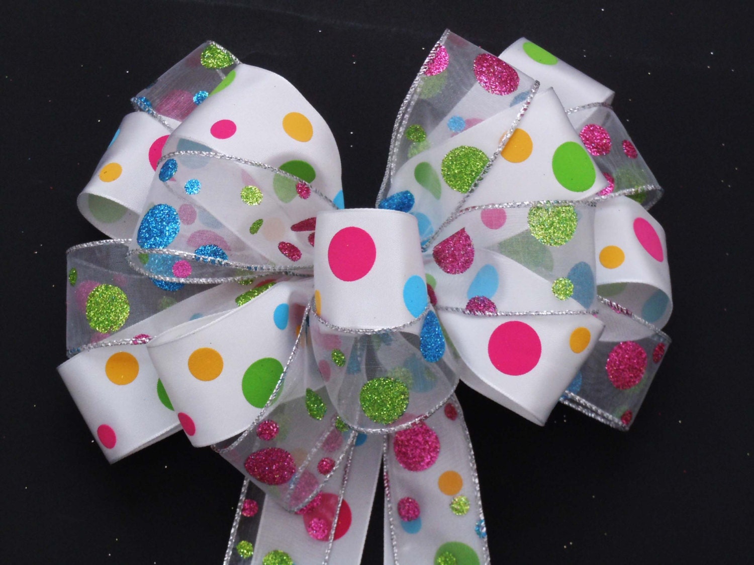 Pink Green Blue Bow Polka Dots Easter Basket Bow Wreath Bow Birthday Decoration Bow Showers Gifts Bow